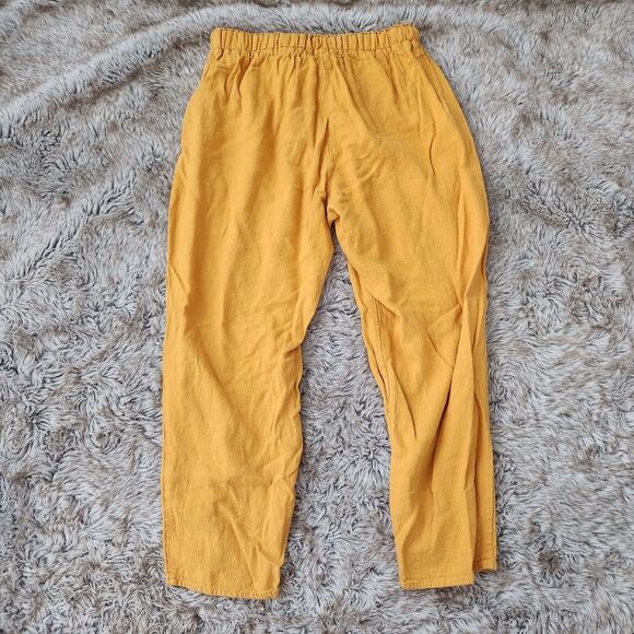 Heart Hips Mustard Yellow Cropped Ankle Length Linen Pants Size Medium - Picture 2 of 9